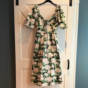 Hill House Ophelia Green and Cream Floral Dress